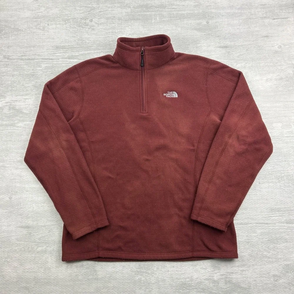 The North Face 1/4 Zip Sweatshirt Men's Large‎ Brown Logo Hiking Pull Over
